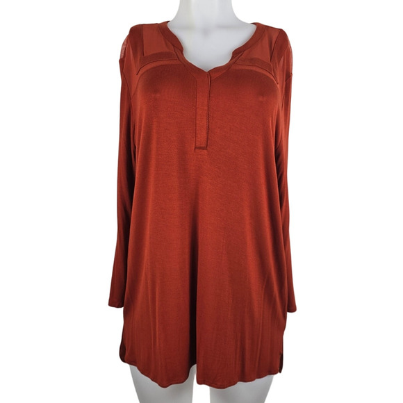 Roz & Ali Orange Lightweight Long Sleeve Blouse Women XL - Picture 1 of 6
